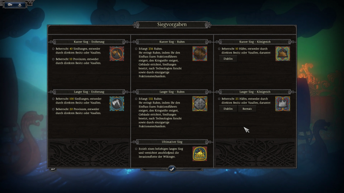 Saga bietet eine Reihe von Siegbedingungen. (Bild: Creative Assembly/Screenshot: Golem.de)