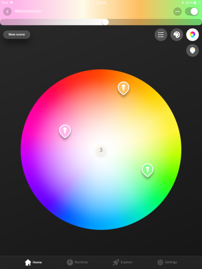 Hier sind alle drei Lampen einer Gruppe platziert. (Bild: Screenshot/Golem.de)