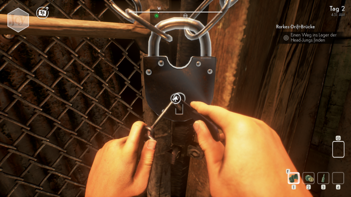 Mit einem selbstgebastelten Dietrich öffnen wir ein Schloss. (Bild: Compulsion Games/Screenshot: Golem.de)