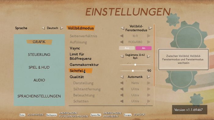 Das Grafikmenü der PC-Version. (Bild: Compulsion Games/Screenshot: Golem.de)