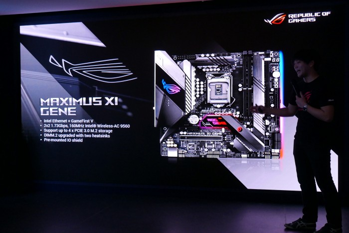 Asus' Präsentation der Z390-Boards und deren Funktionen (Bild: Marc Sauter/Golem.de) 