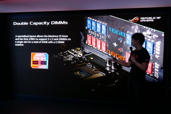 Asus' Präsentation der Z390-Boards und deren Funktionen (Bild: Marc Sauter/Golem.de) 