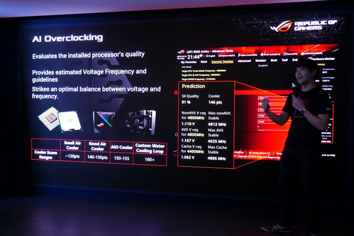 Asus' Präsentation der Z390-Boards und deren Funktionen (Bild: Marc Sauter/Golem.de) 