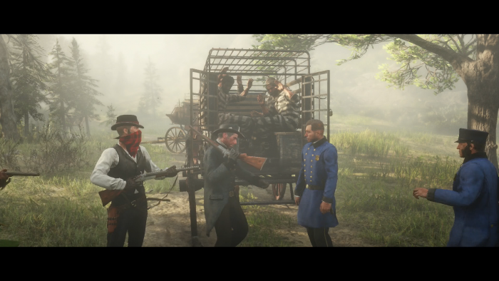 Bei einem Überfall treffen wir einen mysteriösen Typen - so nimmt die Onlinekampagne ihren Lauf. (Bild: Rockstar Games/Screenshot: Golem.de)