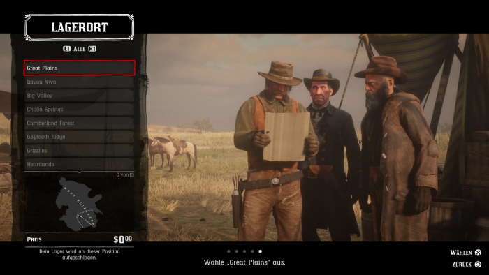 Im Einstieg wählt das Programm für uns die Stelle des ersten Camps aus. (Bild: Rockstar Games/Screenshot: Golem.de)