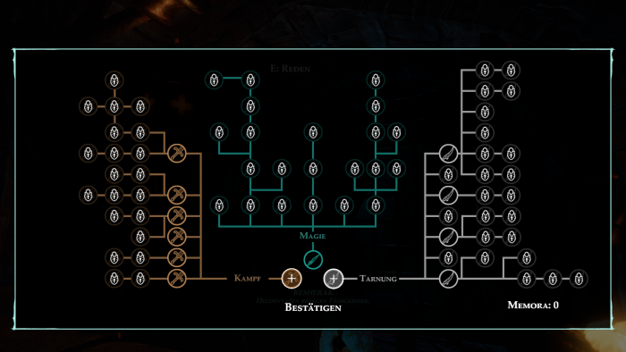 Im Talentbaum können wir unterschiedliche Extras freischalten. (Bild: Otherside Entertainment/Screenshot: Golem.de)