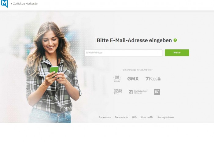 Anschließend müssen Nutzer eine E-Mail-Adresse eingeben. Kunden von GMX, Web.de und 7Pass haben bereits ein NetID-Konto. (Screenshot: Golem.de)