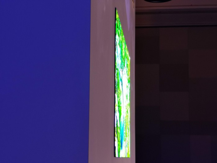 Das Bild wird über eine Vielzahl an LEDs erzeugt, die sehr nah beieinander stehen. Zudem ist der Fernseher sehr dünn. (Bild: Tobias Költzsch/Golem.de)
