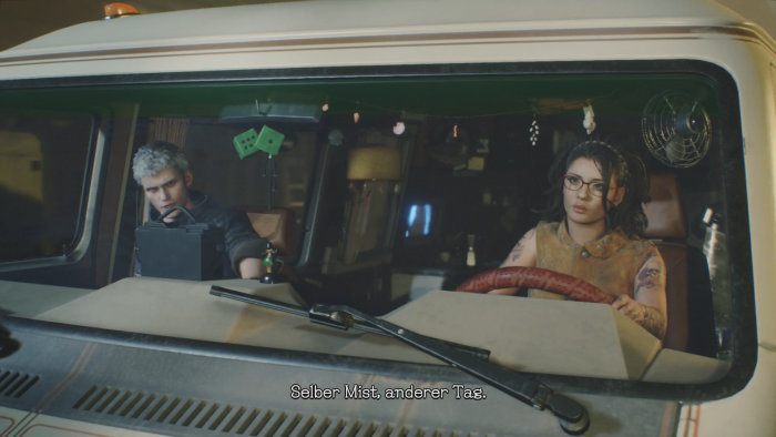 Nero und Nico sind zusammen mit dem Van unterwegs - einer Art Hauptquartier der Helden. (Bild: Capcom/Screenshot: Golem.de)