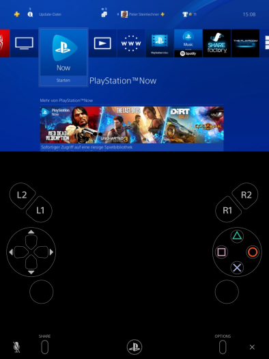 Das Menü der Playstation 4 auf einem iPad (Bild: Sony/Screenshot: Golem.de)
