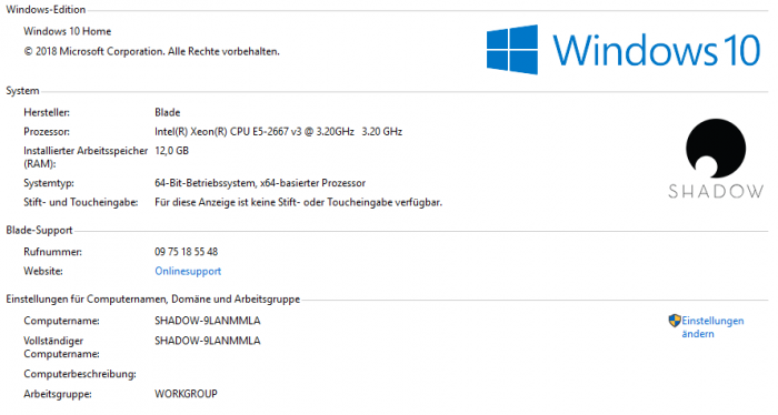 Unser Shadow läuft mit Windows 10 Home. (Bild: Oliver Nickel/Golem.de)