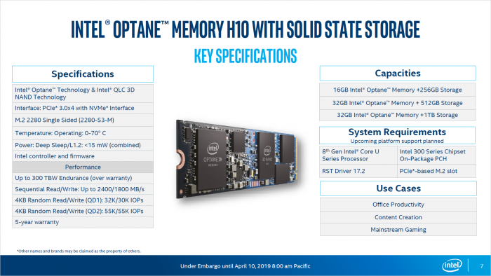 Präsentation von Optane Memory H10 (Bild: Intel)