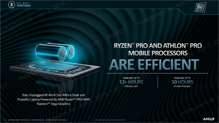 Pr&auml;sentation zu den Ryzen Pro Mobile 3000 (Bild: AMD)