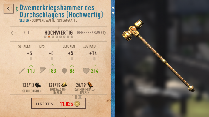 ... und Waffen kosten uns Zeit oder Edelsteine. (Bild: Bethesda, Screenshot: Golem.de)