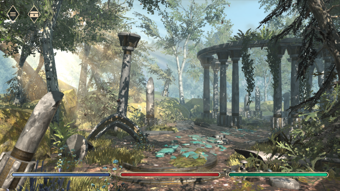 Wir erkunden lauschige Wälder ...  (Bild: Bethesda, Screenshot: Golem.de)