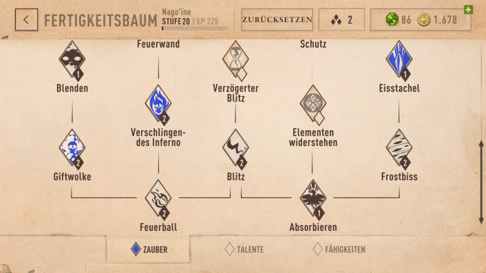 Immer drei aktive Zauber können wir im Kampf einsetzen.  (Bild: Bethesda, Screenshot: Golem.de)