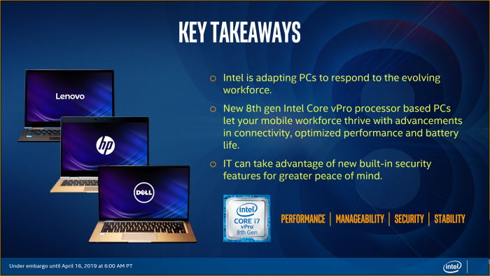 Präsentation zu Whiskey Lake U mit vPro (Bild: Intel)