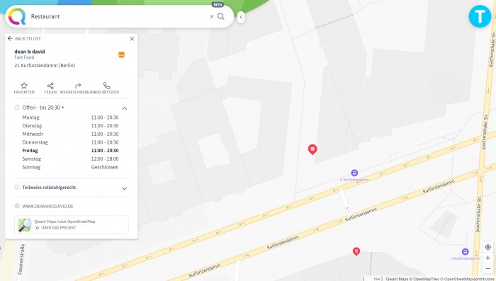 Bei einigen Restaurants werden weitergehende Informationen angezeigt. (Screenshot: Golem.de)