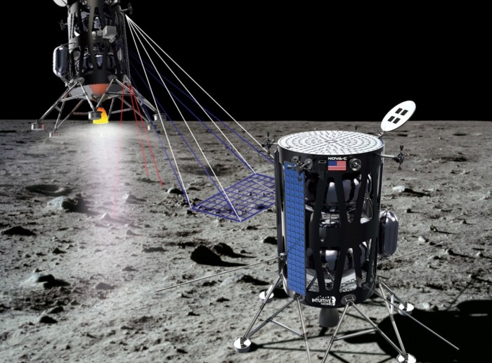 Der Mondlander von Intuitive Machines soll f&uuml;nf Mal zum Mond fliegen. (Grafik: Intuitive Machines)