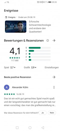 Ereignisse werden auf der App-Seite angezeigt. (Screenshot: Golem.de)