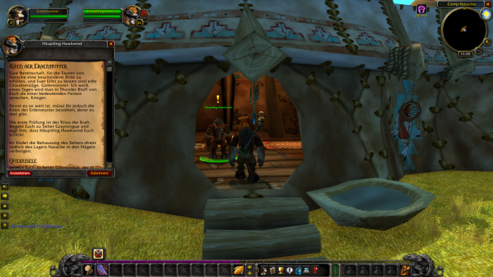 Tauren-Häuptling Hawkwind hat eine Aufgabe für uns. (Bild: Blizzard / Screenshot: Golem.de)