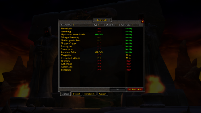 Einige Realms sind überfüllt, andere noch ziemlich leer. (Bild: Blizzard / Screenshot: Golem.de)
