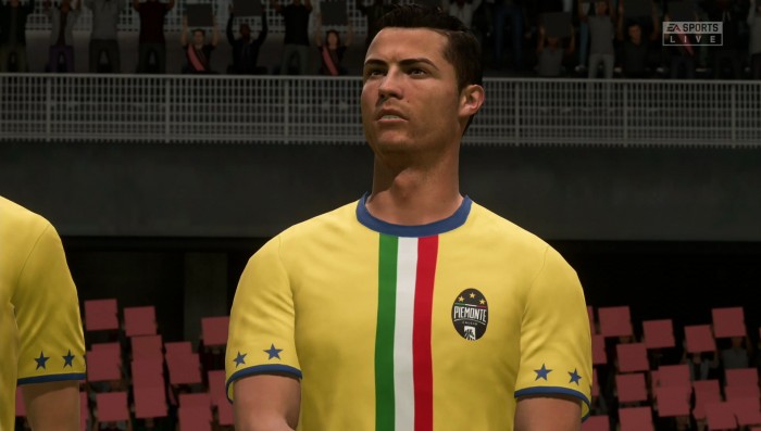 Stars wie Ronaldo hat EA Sports aufwendig ins Spiel integriert. Allerdings kickt "CR7" aus Lizenzgründen dieses Jahr nicht bei Juventus Turin, sondern bei Piemonte Calcio. (Bild: EA Sports/Screenshot: Golem.de)