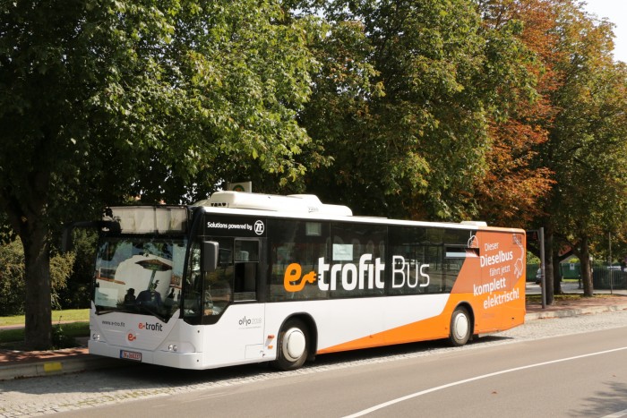 Der von E-Trofit umgerüstete Citaro von Mercedes-Benz auf Testfahrt in Ingolstadt. (Foto: Friedhelm Greis) 