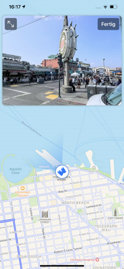 In Apples Karten-App können Nutzer sich jetzt auch in bestimmten Städten umschauen - unter anderem in San Francisco. (Screenshot: Golem.de)