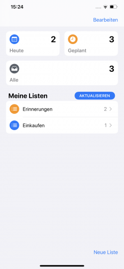 Ebenso neu gestaltet hat Apple die Erinnerungen-App. (Screenshot: Golem.de)
