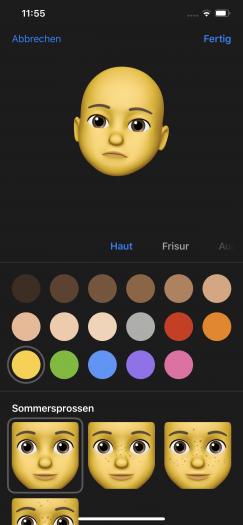 Nutzer können unter iOS 13 wieder Memojis von sich erstellen. (Screenshot: Golem.de)