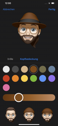 Die fertigen Memojis können unter iOS 13 auch als Sticker versendet werden, beispielsweise an Nutzer, die kein iPhone verwenden. (Screenshot: Golem.de)