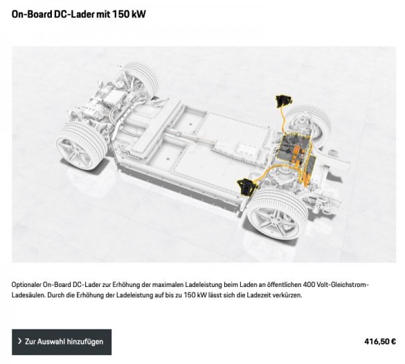 Der On-Board-Gleichstromlader ist nicht im Basispreis inbegriffen. (Bild: Porsche/Screenshot: Golem.de)