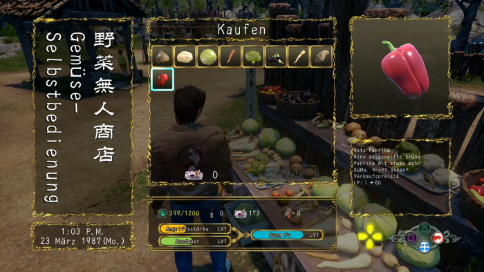 Im Inventar verstauen wir unter anderem Lebensmittel. (Bild: Deep Silver/Screenshot: Golem.de)