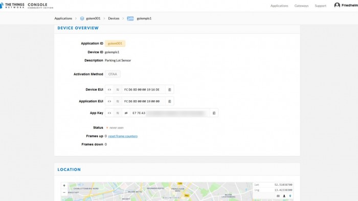 Um einen Sensor anzumelden, sind verschiedene Keys erforderlich, die Bosch zur Verf&uuml;gung stellt. (Screenshot: Golem.de)