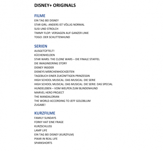 Diese Filme, Serien und Kurzfilme wird es bei exklusiv bei Disney+ geben - Auswahl. (Bild: Disney)