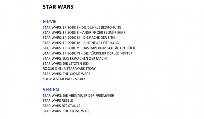 Diese Filme und Serien aus dem Star-Wars-Sortiment wird es bei Disney+ geben - Auswahl. (Bild: Disney)
