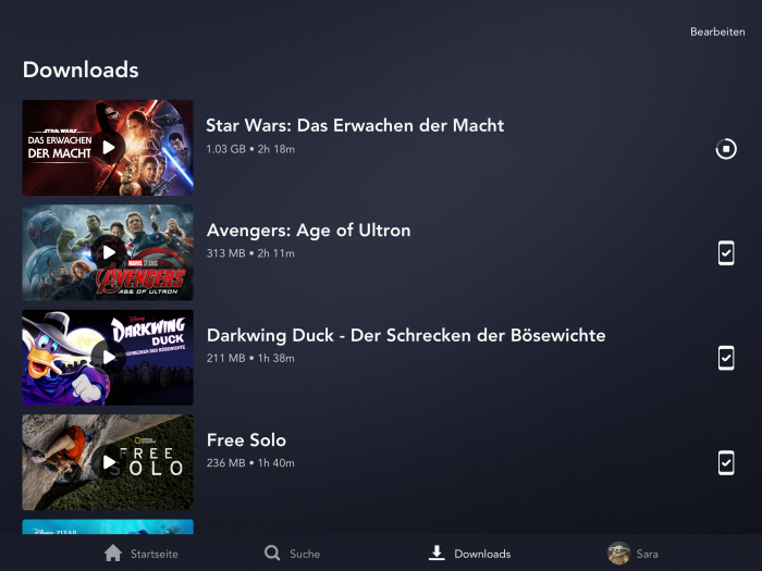 Mit Disney+ lassen sich die Inhalte auf dem Tablet herunterladen. (Bild: Disney+)