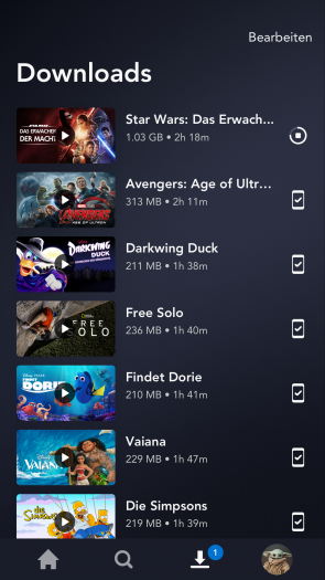 Mit Disney+ lassen sich die Inhalte auf dem Smartphone herunterladen. (Bild: Disney+)
