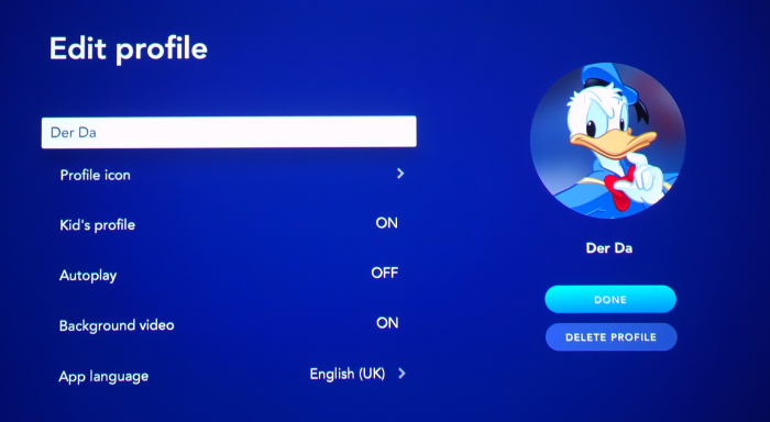 Disney+ in der niederländischen Version - Einstellungen für ein Profil in englischer Sprache (Bild: Ingo Pakalski/Golem.de)