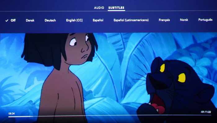 Disney+ in der niederländischen Version - Sprachauswahl für den Film Das Dschungelbuch auf einem Apple TV (Bild: Ingo Pakalski/Golem.de)