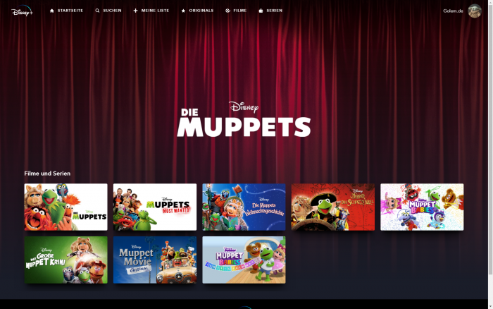 Muppets-Kollektion bei Disney+ (Bild: Disney+/Screenshot: Golem.de)