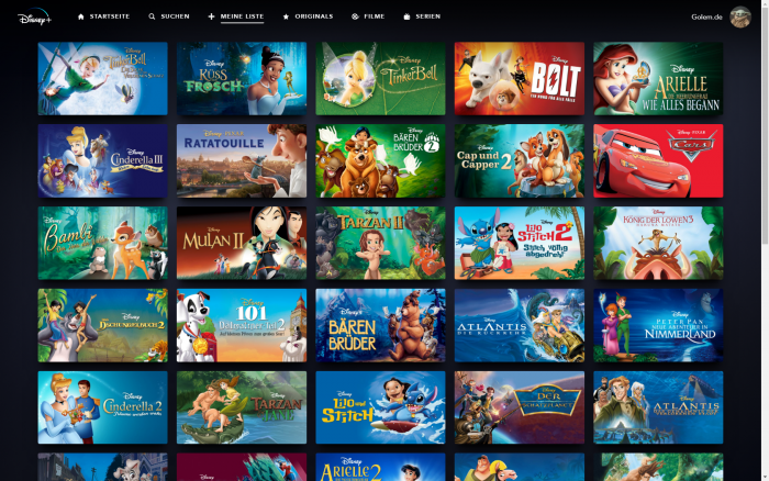 Die Merkliste von Disney+ fasst maximal 50 Einträge. (Bild: Disney+/Screenshot: Golem.de)