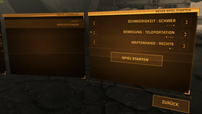 Schwierigkeitsgrad und Bewegungssteuerung wählen wir vor Spielstart aus. (Bild: Valve/Screenshot: Golem.de)
