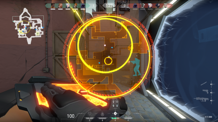 Brimstone wählt auf einer Karte den Einschlagsort aus,... (Bild: Riot Games/Screenshot: Golem.de)