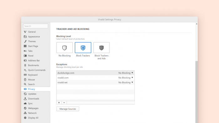 Tracking-Einstellungen in Vivaldi 3.0 (Bild: Vivaldi)