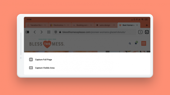 Vivaldi für Android kann Screenshots ganzer Webseiten anlegen. (Bild: Vivaldi)
