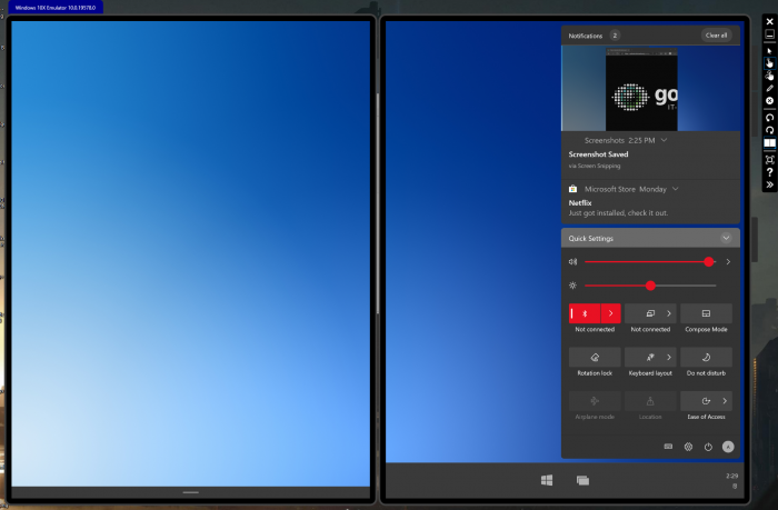 Das Action Center hat viele Einstellungsmöglichkeiten. (Bild: Microsoft/Screenshot: Golem.de)