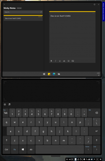 Der Compose-Modus blendet eine Tastatur auf einem Bildschirm ein. (Bild: Microsoft/Screenshot: Golem.de)