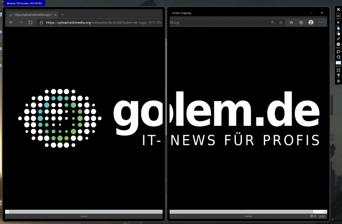 Ein Browserfenster über zwei Bildschirme gespannt (Bild: Microsoft/Screenshot: Golem.de)